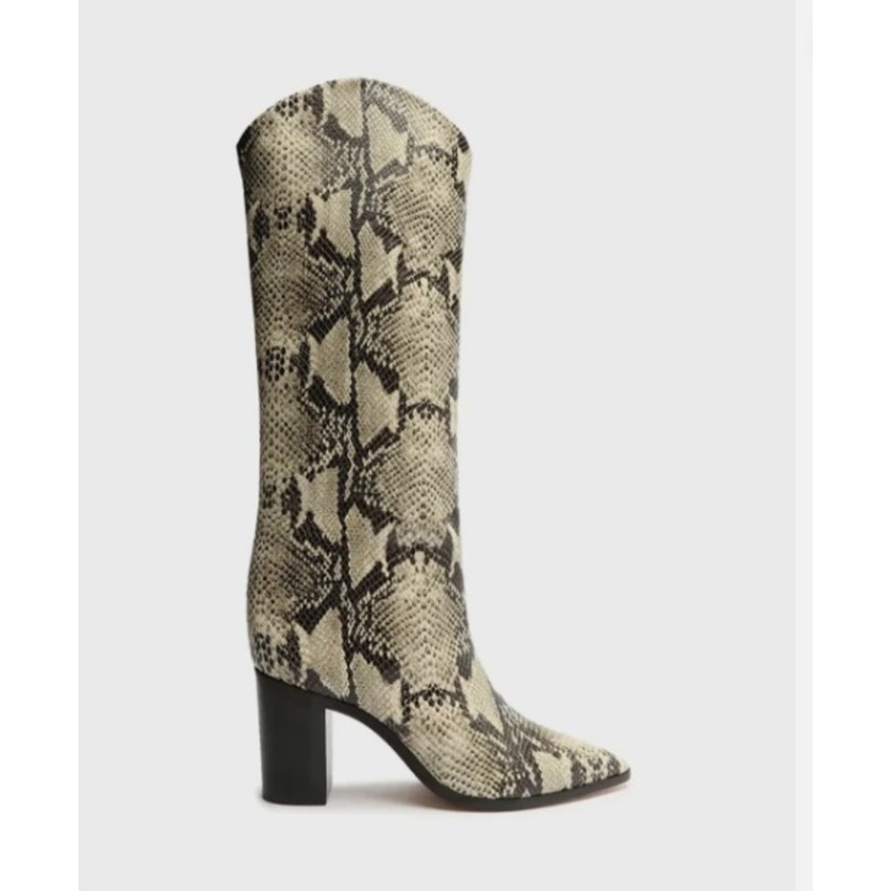 Schutz Natural Snakeskin Maryana Knee High Boots Womens 6.5 Leather Western